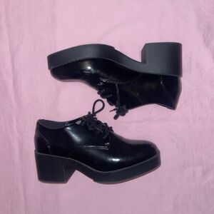 Black Chunky Lace Up Oxford Shoes